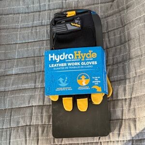 HydraHyde Leather Work Gloves - Black and Yellow 3 pack